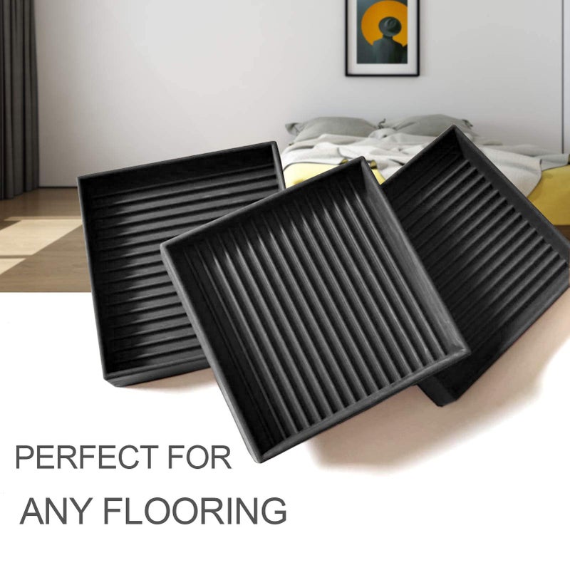 Yelanon Non Slip Furniture Pads for Hardwood Floors -8 Pcs 3    Furniture Coasters Cups, Anti Skid Furniture Grippers Rubber Feet, Floor Protectors for Furniture Bed Couch Stoppers Black - Image 2